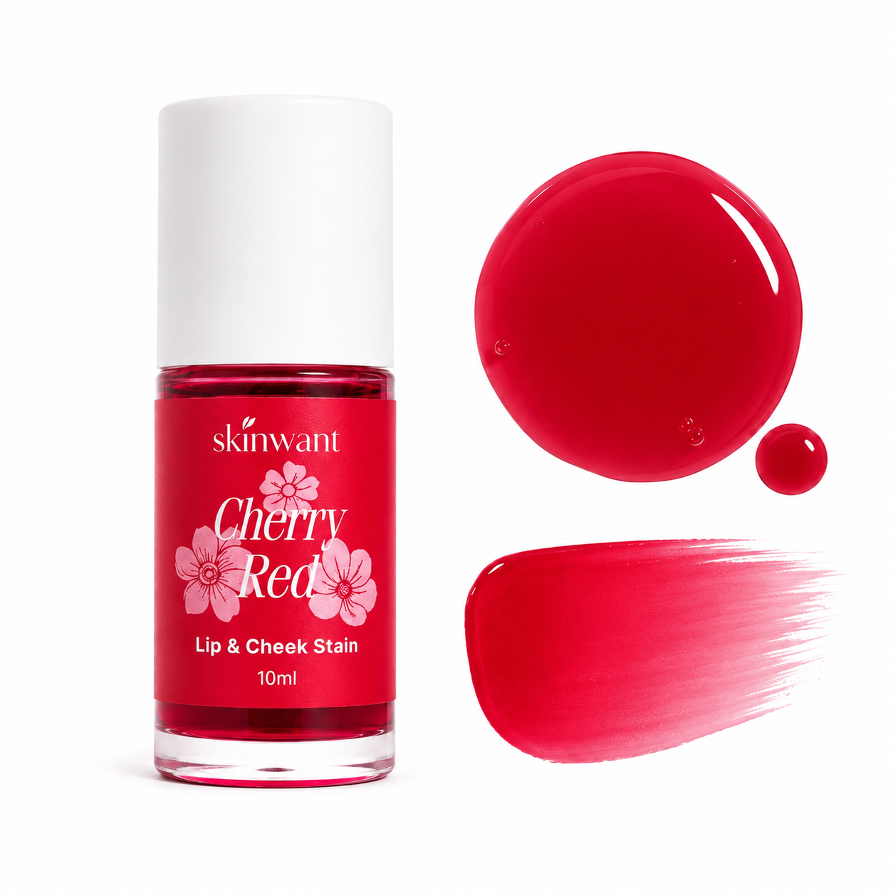 Skinwant cherry Red Lip & Cheek Stain | Tint (10ml) 🍒